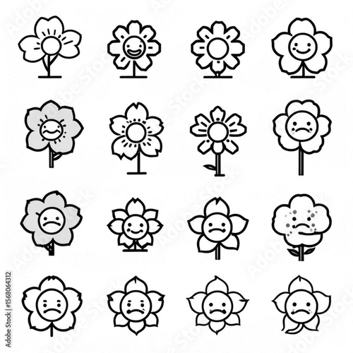 感情表現花アイコンセット｜Emotional Flower Icon Set