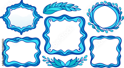 Organic Wavy Line Frame Set | Fluid Hand-drawn Border Vector