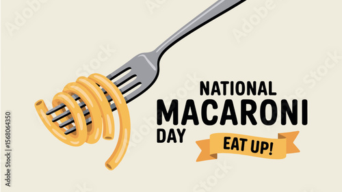 National Macaroni Day Pasta Celebration with Fork and Macaronis
