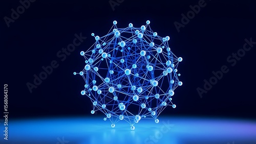 Futuristic blue and white spherical structure with interconnected nodes, symbolizing networks.