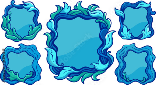 Organic Wavy Line Frame Set | Fluid Hand-drawn Border Vector