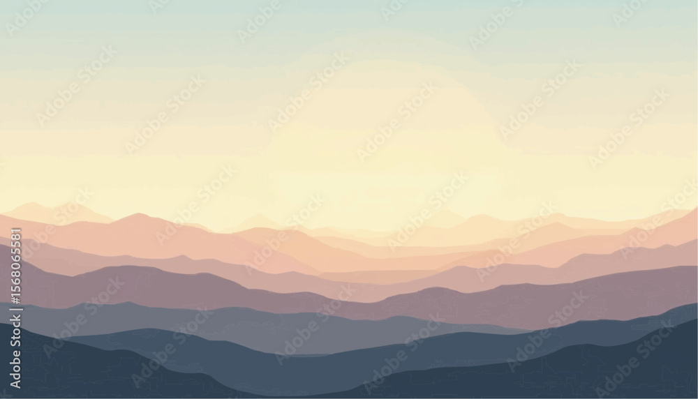Obraz premium Abstract Mountain Landscape with Soft Pastel Colors and Sunlight Warmth