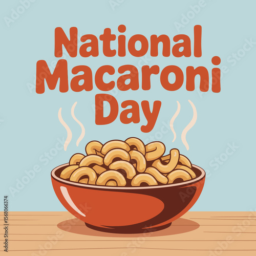 National Macaroni Day Bowl Illustration Pasta Celebration Graphic