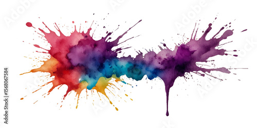 Vector abstract colorful rainbow holi paint and colorful cloud smoke powder explosion isolated on transparent wide panorama background.	