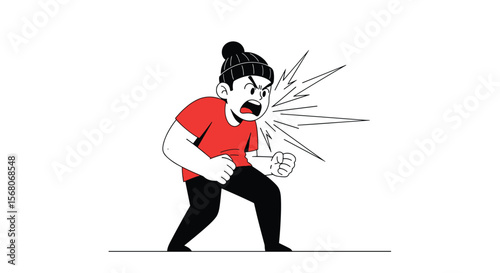 Angry Person Yelling Loudly Expressing Frustration and Displeasure With Intense Emotion