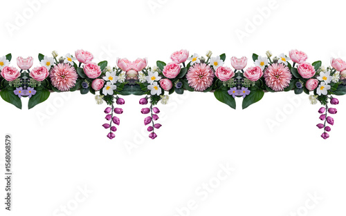 Spring Floral Decor Elements PNG Isolated on White Background – Soft Shadow Botanical Clipart for Invitations, Posters, and Elegant Seasonal Graphic Design Projects


