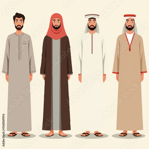 Cultural Arab Dress – Flat Vector Character Set
