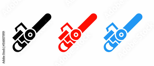 Chainsaw icon illustration set with colorful. Stock vector.