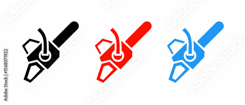 Chainsaw icon illustration set with colorful. Stock vector.