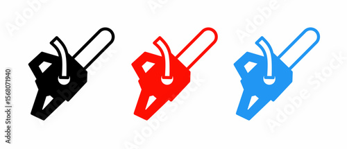Chainsaw icon illustration set with colorful. Stock vector.