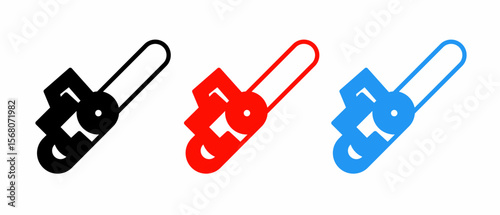 Chainsaw icon illustration set with colorful. Stock vector.