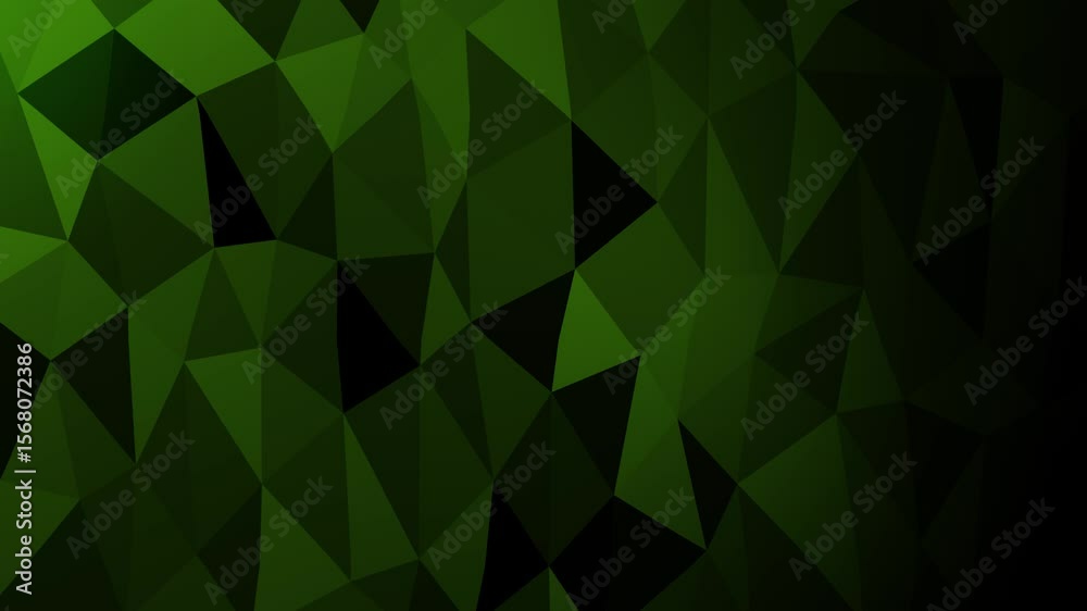 Green geometric lowpoly design with triangular patterns shading from light to dark