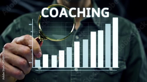 This clip showcases a person analyzing performance metrics related to coaching strategies. A clear upward trend in data charts highlights the effectiveness of these methods in driving progress