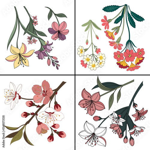 set of flowers