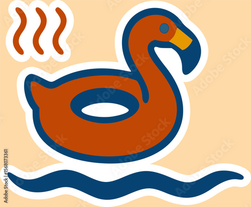 Simple hand-drawn duck floatie summer sketch, cartoon flat style.