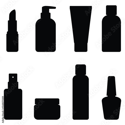 Cosmetic product silhouettes lipstick pump bottle