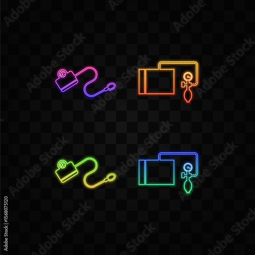 Blood pressure icon vector sign, neon style, blood pressure logo concept.
