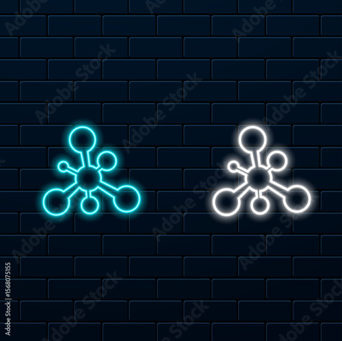 Atom icon, molecule vector. neon style.