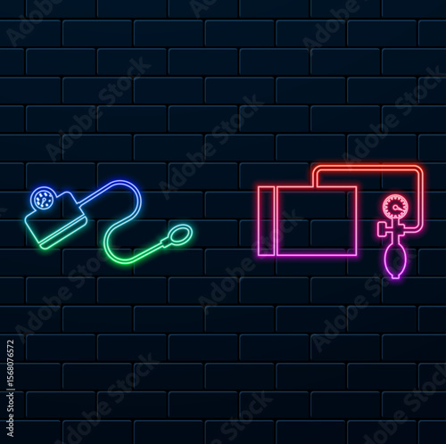 icon, Blood Pressure. neon style, blood pressure logo concept.