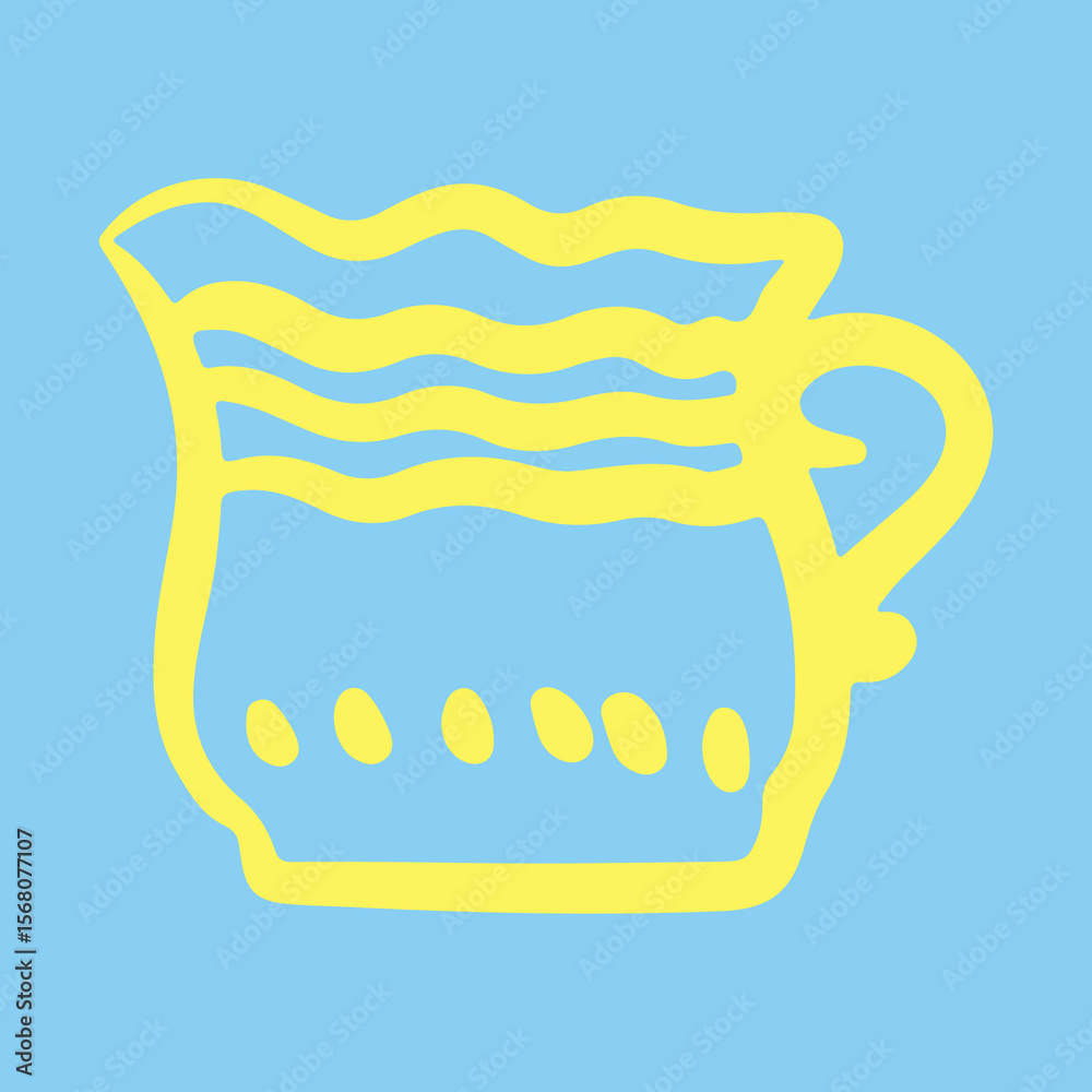 Fototapeta premium Coffee cup Cappuccino Linear drawing ink 