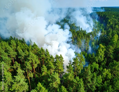 Forest fire smoke plumes