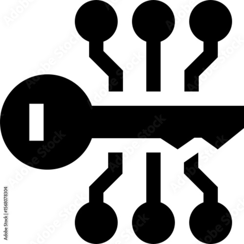 Minimalist line icon of a key, representing security access, password protection, encryption, and safe login credentials. Suitable for digital security, authentication systems, smart locks, and UI UX 
