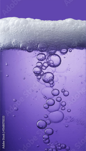 Illustration of a refreshing purple drink with gas bubbles. Vector graphics. EPS.