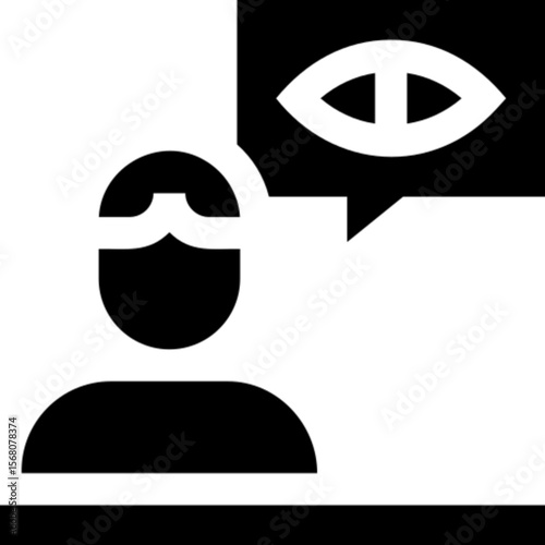 Vector line icon of a witness, representing testimony, legal observation, or eyewitness in a court or investigation. Ideal for law firms, legal documents, justice system, and forensic-related content.