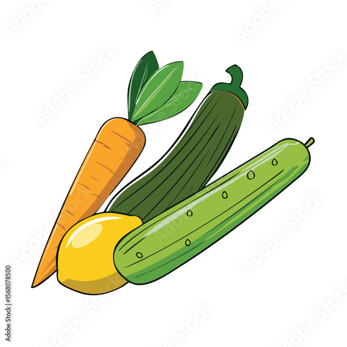 Vibrant grid of assorted fresh vegetables in a modern colorful flat design illustration