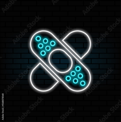 neon,gauze bandage vector.bandage icon.neon style. Beautiful and meticulously designed band icon
