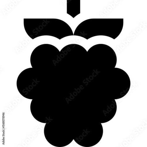 Flat vector icon of a blackberry fruit, showcasing its detailed cluster of juicy dark purple berries. Perfect for food-related content, healthy eating designs, farming, nutrition infographics, or seas