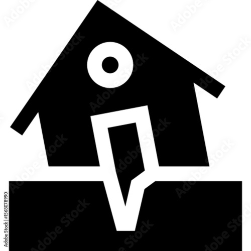 Flat vector icon representing an earthquake, symbolizing seismic activity, natural disasters, or emergency preparedness. Ideal for use in safety apps, educational materials, disaster management platfo