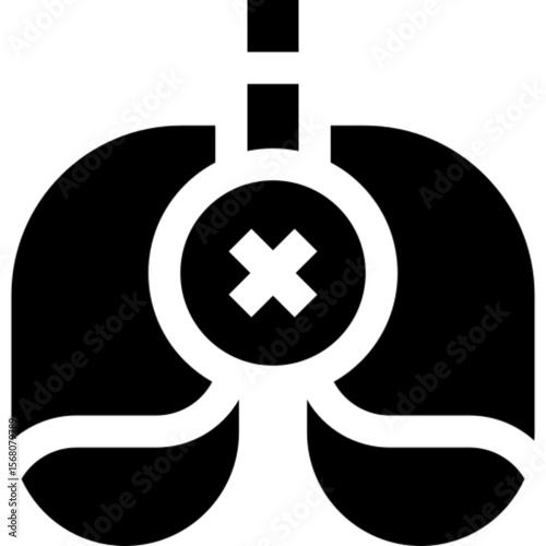 Flat vector icon of asthma, featuring an inhaler symbol representing respiratory conditions, breathing issues, and medical treatment. Ideal for healthcare apps, hospital websites, medical education, p
