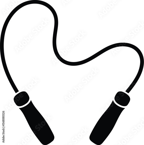 Black silhouette of a jump rope isolated on transparent background silhouette