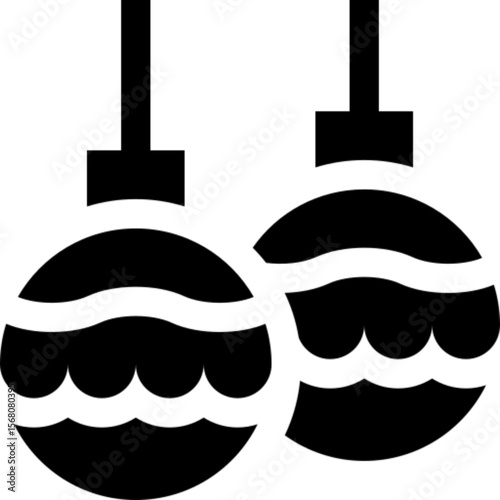 Minimal vector icon of Christmas baubles, symbolizing holiday decorations, festive cheer, and winter celebrations. Perfect for Christmas cards, gift wrapping, seasonal marketing, and festive design pr