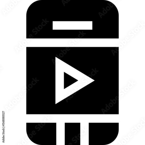 Minimal vector icon of a video camera or media player, symbolizing multimedia, content creation, and digital streaming. Ideal for video platforms, production services, online learning, entertainment, 