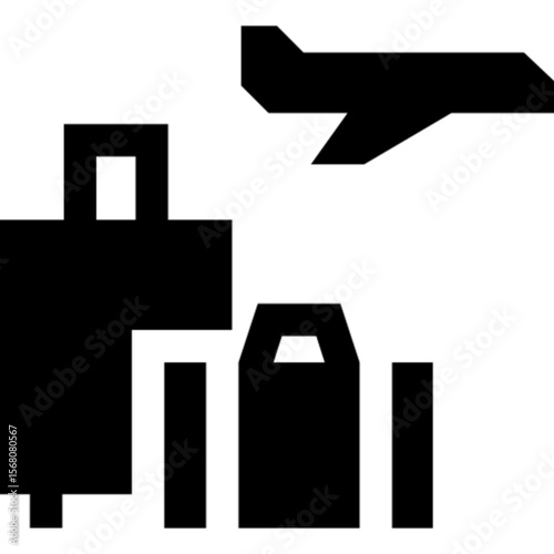 Minimal vector icon of baggage or luggage, symbolizing travel, tourism, packing, and transportation. Ideal for use in airline services, vacation planning, travel apps, airport signage, and tourism cam