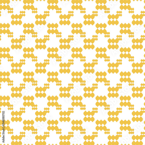 Seamless Yellow Geometric Pattern with Abstract Honeycomb Design on White Background