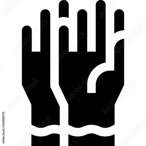 Minimalist line icon of winter gloves, symbolizing cold weather protection, winter fashion, and seasonal accessories. Ideal for clothing stores, weather apps, outdoor gear branding, holiday promotions