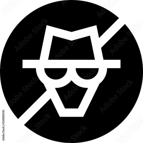 Minimalist line icon of a spy figure wearing a trench coat, hat, and sunglasses — symbolizing secrecy, surveillance, intelligence, or cybersecurity. Perfect for use in detective apps, security dashboa