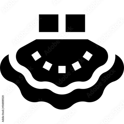 Minimal vector icon of a ruff — a historical pleated collar garment often associated with Renaissance fashion and European nobility. Ideal for costume design, historical themes, theater, and vintage f