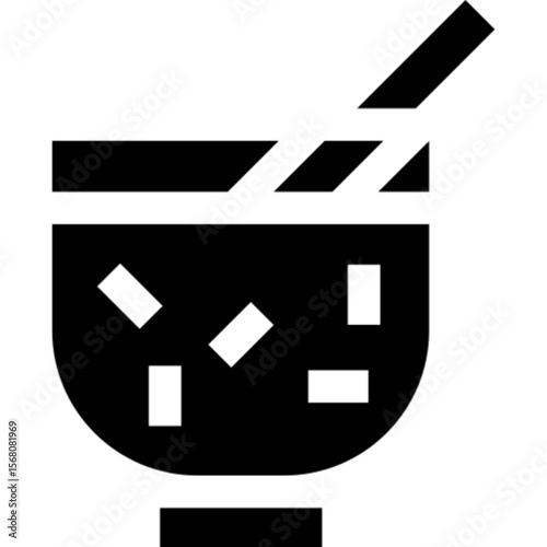 Minimalist vector icon of Sikhye, a traditional Korean sweet rice drink. Often served during holidays and celebrations, this beverage represents Korean culture, cuisine, and tradition. Perfect for foo