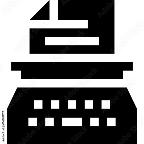Minimal vector icon of a classic typewriter, symbolizing vintage writing, journalism, literature, and creativity. Perfect for retro, editorial, storytelling, and content creation designs. Clean outlin