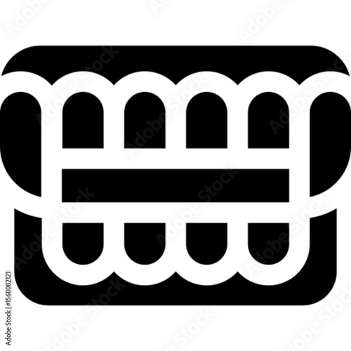 Minimalist line icon of teeth, symbolizing dental health, oral hygiene, and dentistry. Ideal for dental clinics, healthcare apps, toothpaste packaging, medical infographics, and UI UX design. Fully ed