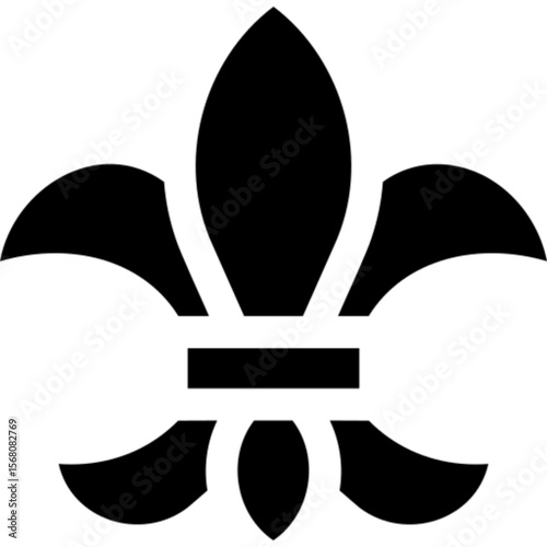 A clean and elegant vector icon of a fleur-de-lis symbol, illustrated in minimal line art style. Perfect for historical references, French culture designs, heraldic emblems, decorative graphics, brand