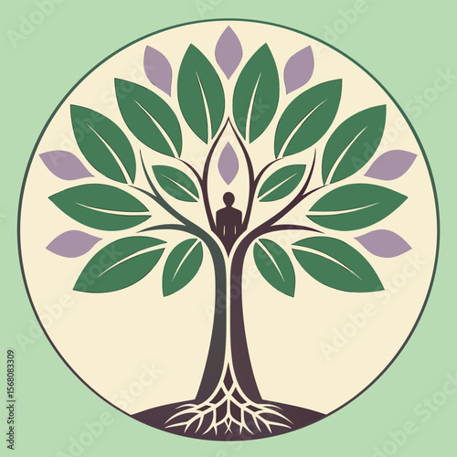 Minimalist vector illustration of a seed sprouting and growing into a plant