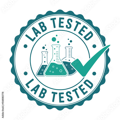 Teal Circular Lab Tested Stamp Design Quality Assurance Icon