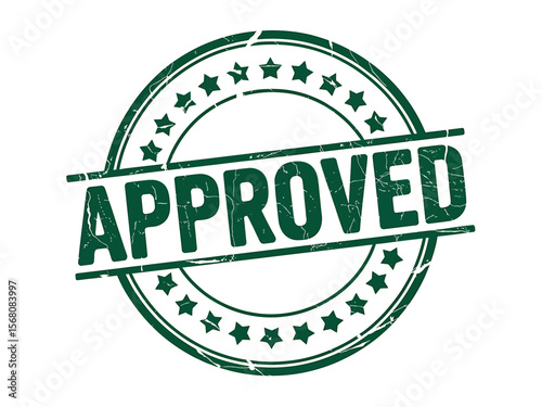 Green Approved Stamp Digital Illustration of a Grunge Approved Seal