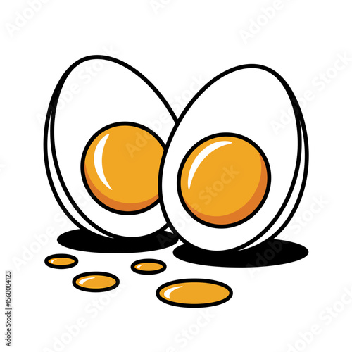A Delightful Illustration of a Halved Boiled Egg with Golden Yolks