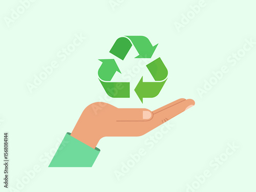 A Minimalist Illustration of a Hand Holding a Recycling Symbol  Sustainable Practices